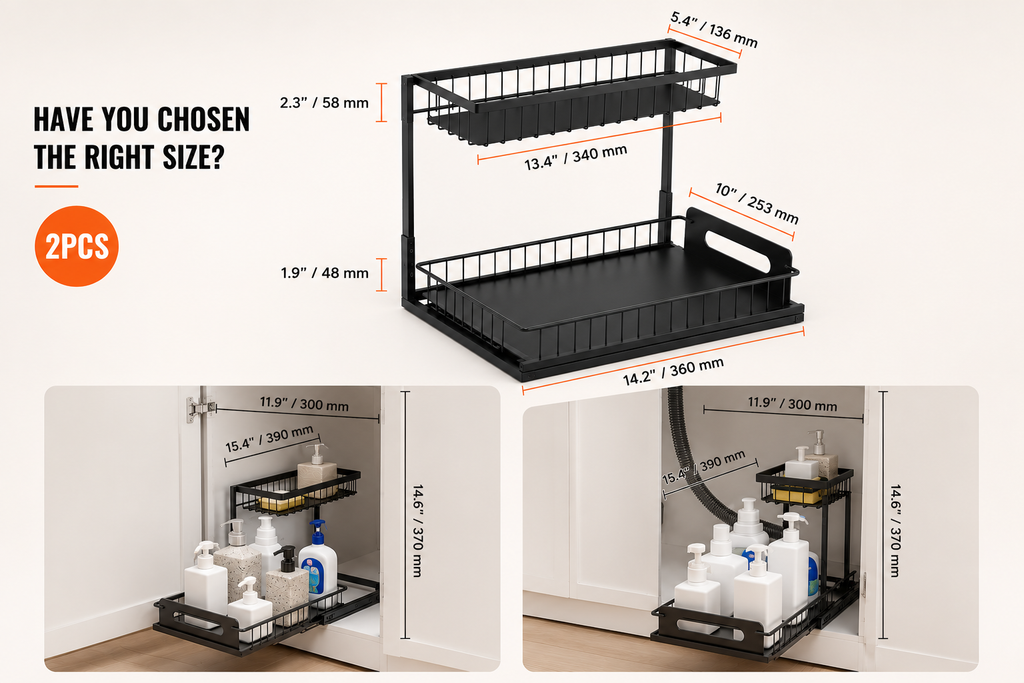 2-Tier Pull-Out Under Sink Organizer with Sliding Drawers by WORLIQUE