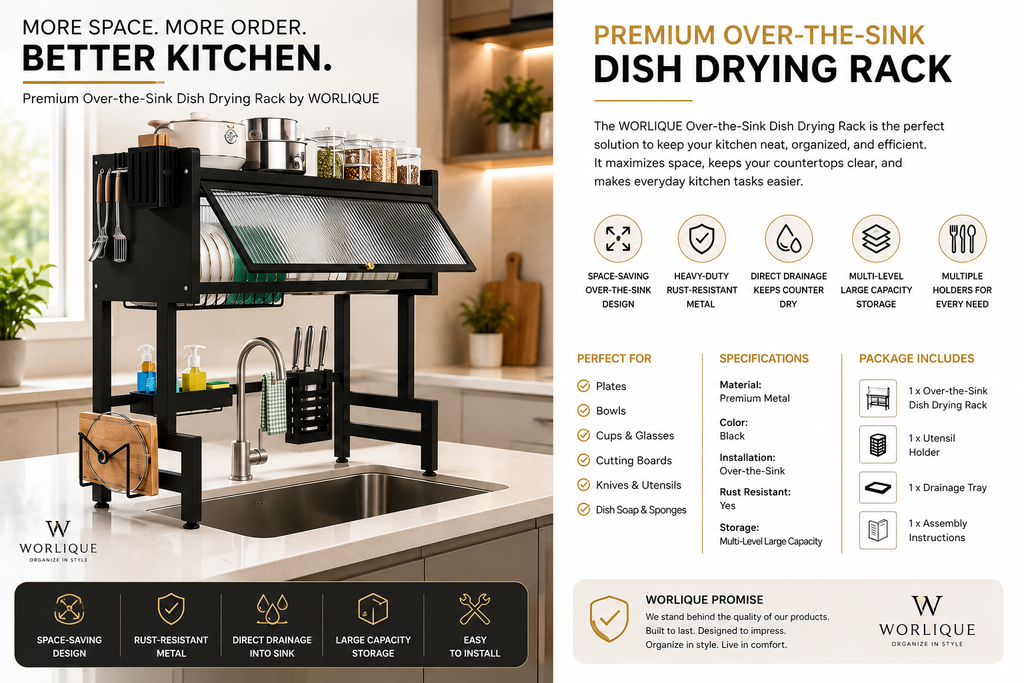 Premium Over-the-Sink Dish Drying Rack | WORLIQUE