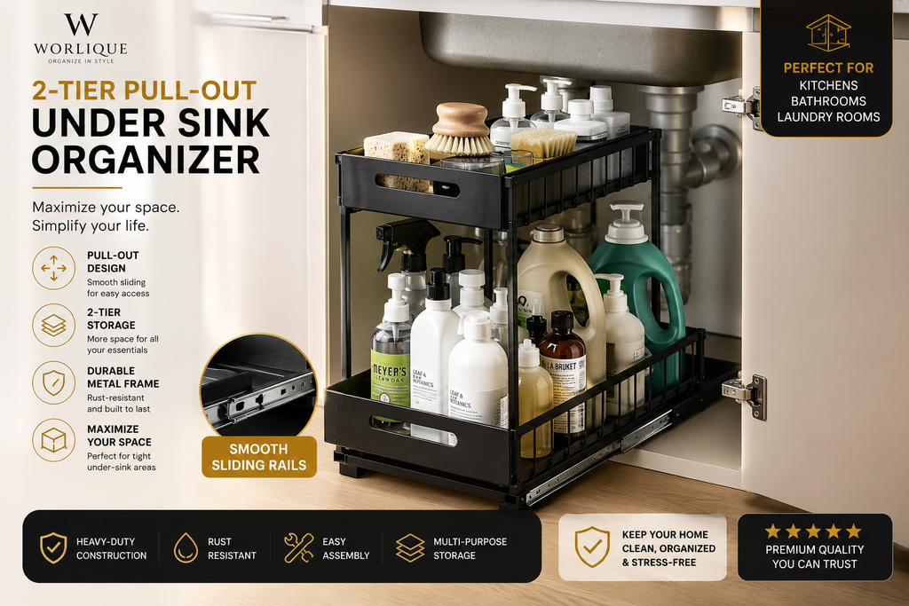 2-Tier Pull-Out Under Sink Organizer | WORLIQUE